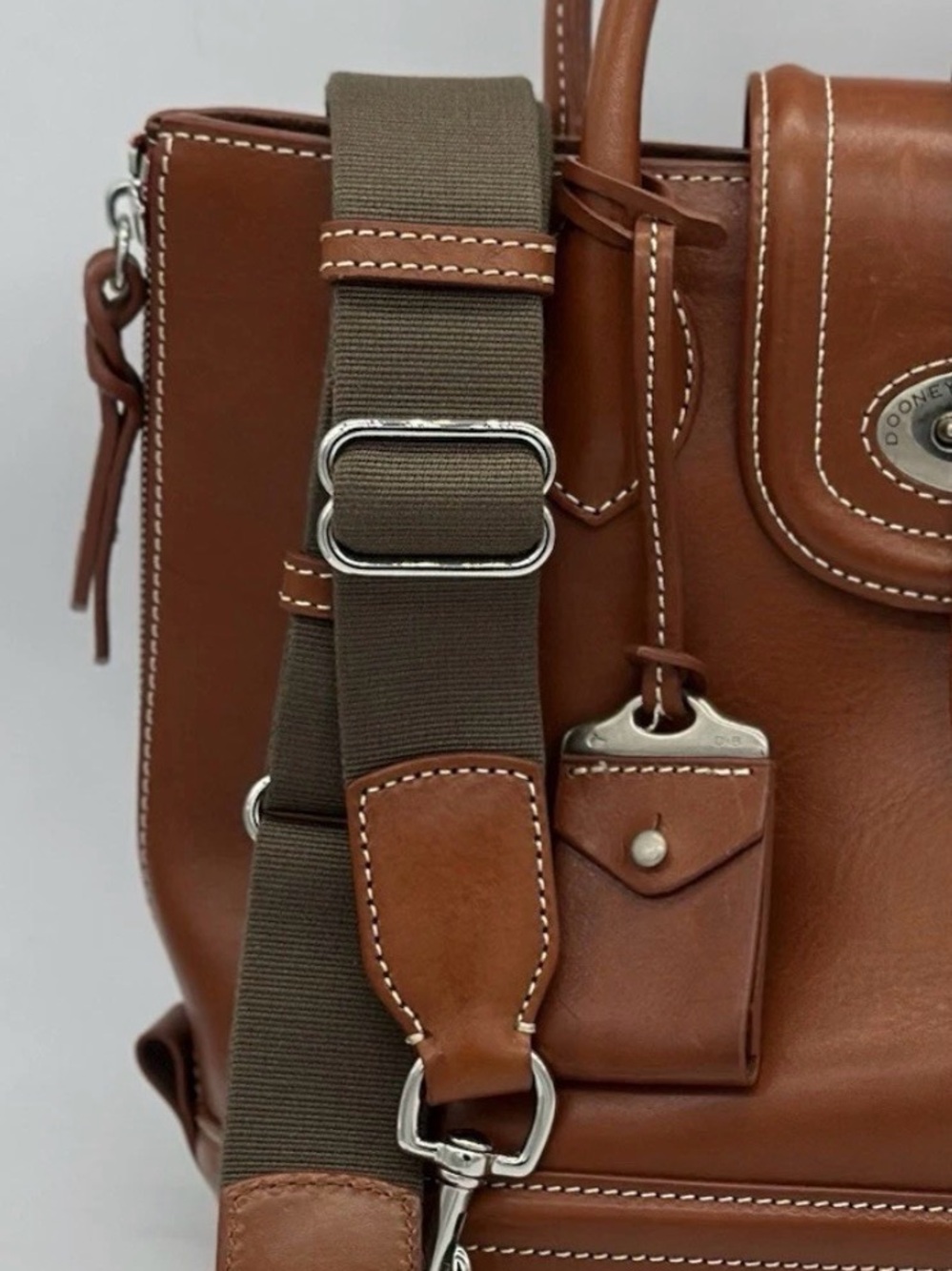 ooney & Bourke Florentine Toscana Side Zip Satchel - Caramel Leather - Picture 2 of 14